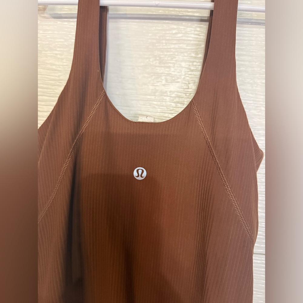 LULULEMON ALIGN RIBBED BODYSUIT 25” ROASTED BROWN SIZE 2 - Picture 4 of 6